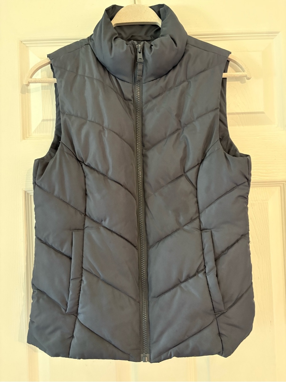 Cole Haan Blue Quilted Puffer Vest, Womens XS, full zip